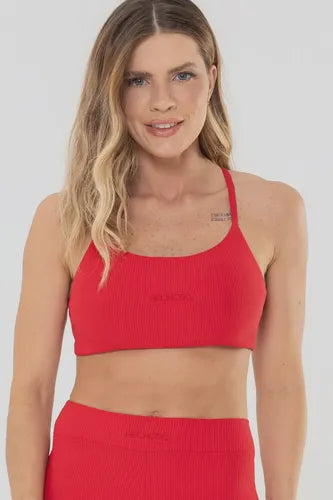 Top Flor Vermelho Canelado