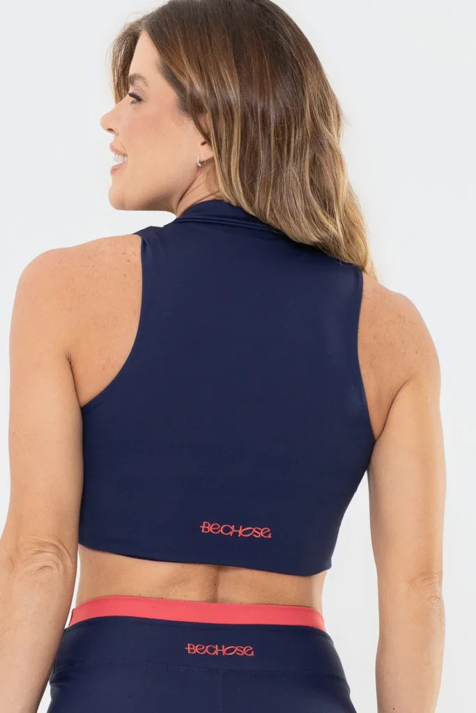 Top Polo Lótus Azul Marinho