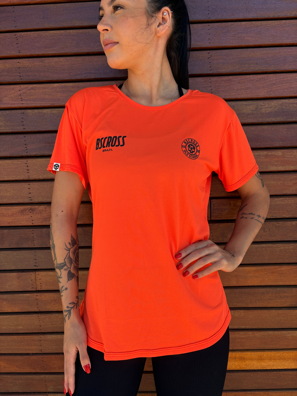 Camiseta Fem BS Cav Preta - Laranja Imperial