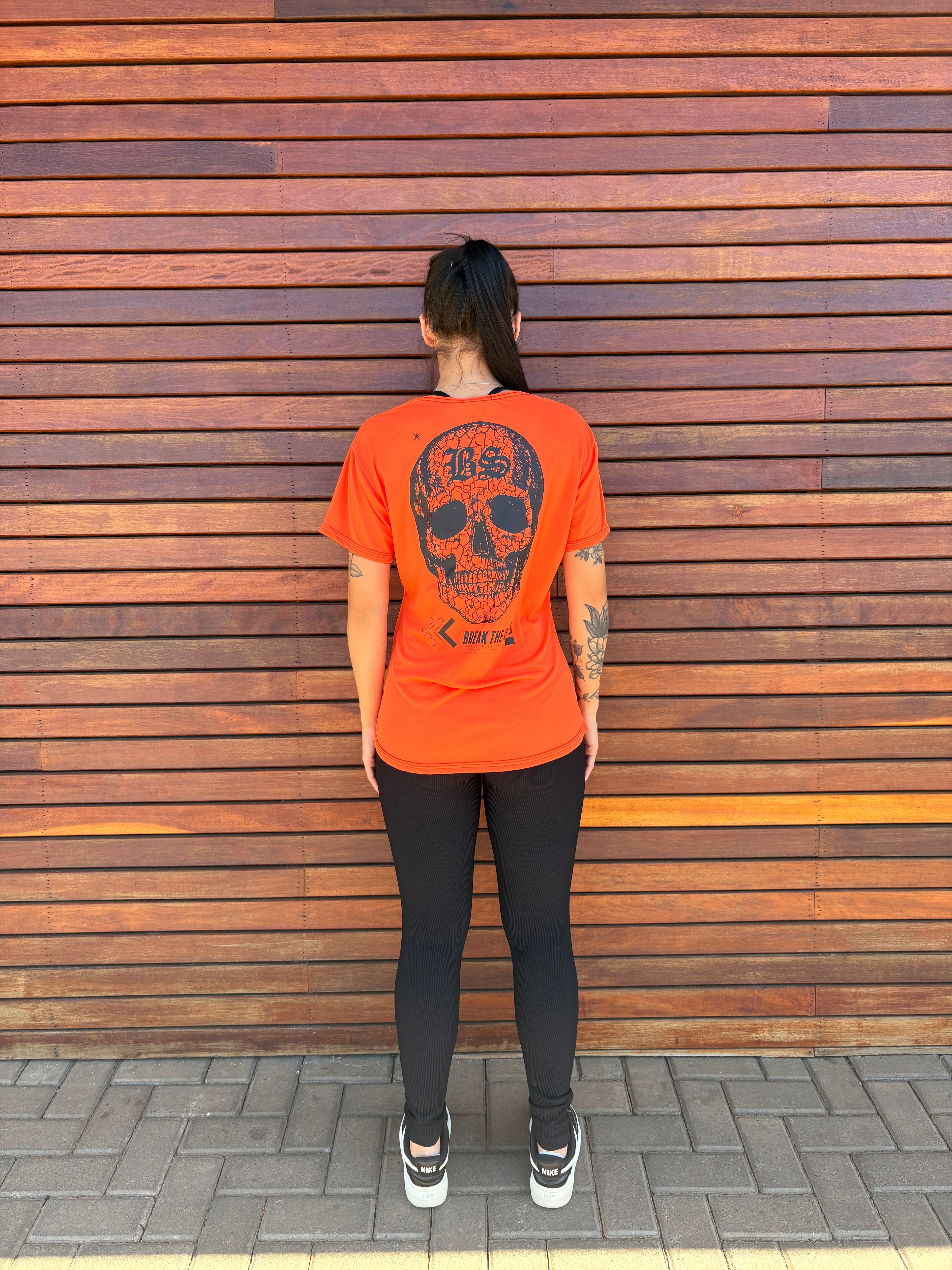 Camiseta Fem BS Cav Preta - Laranja Imperial