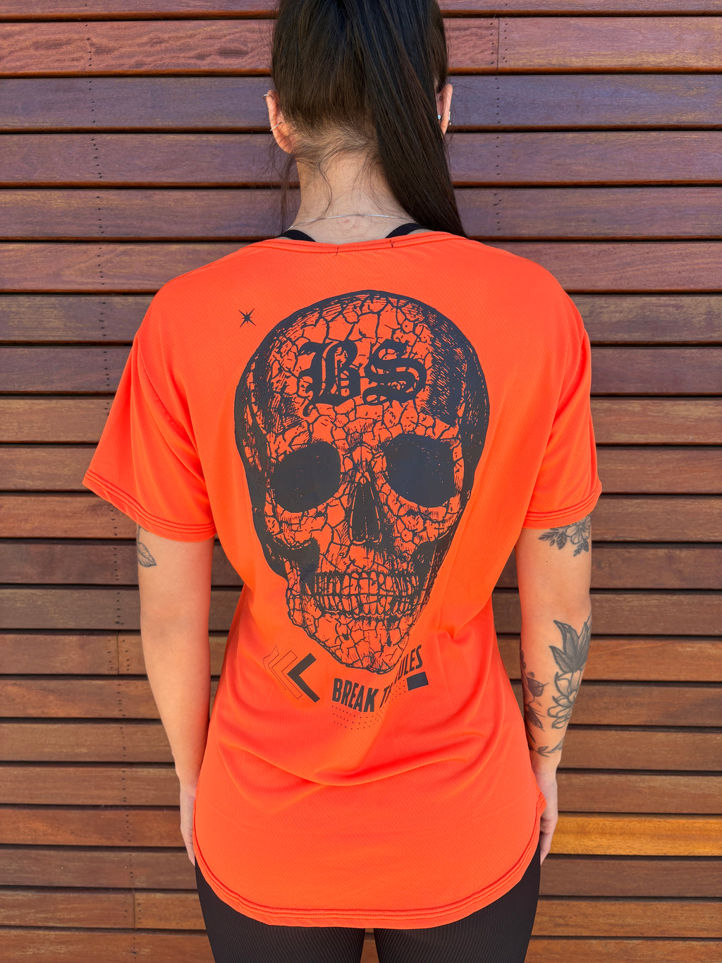 Camiseta Fem BS Cav Preta - Laranja Imperial