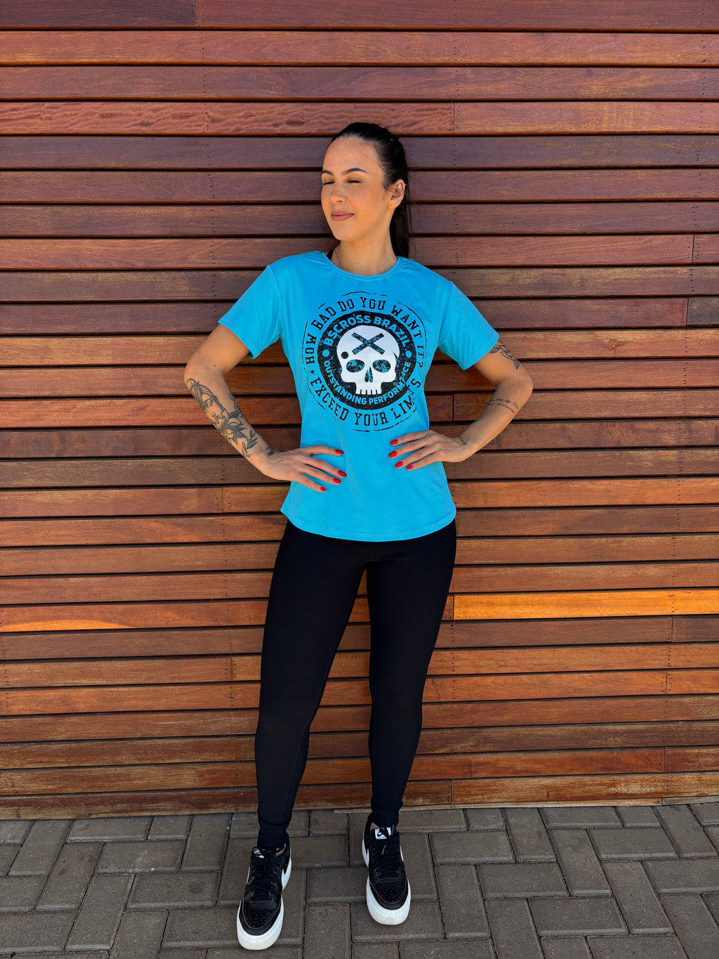 Camiseta Fem BS Cav Preta - Azul