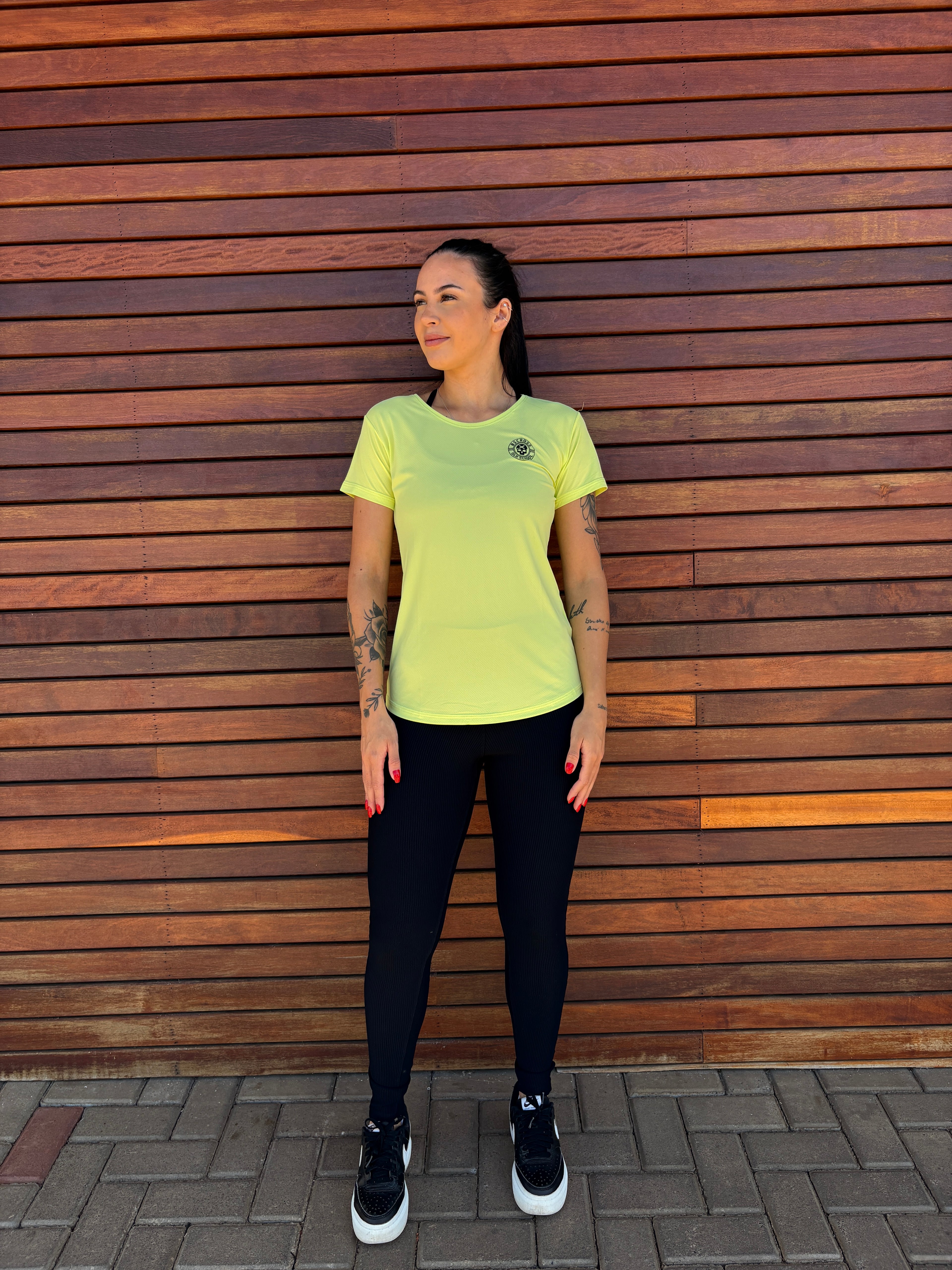 Camiseta Fem BS Cav Preta - Verde Limão