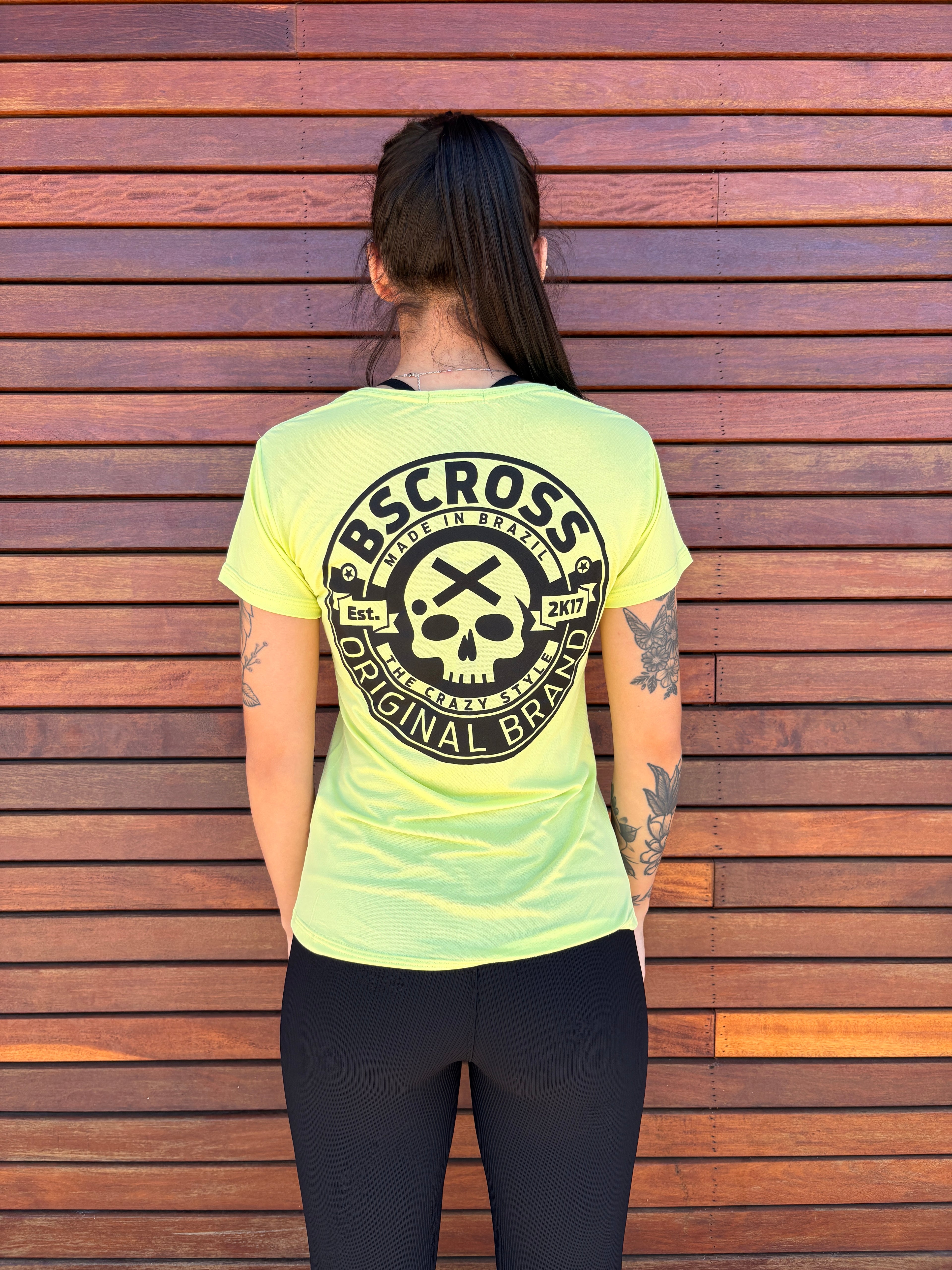 Camiseta Fem BS Cav Preta - Verde Limão