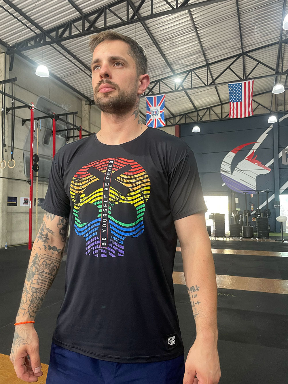 Camiseta Masculina BS Caveira Colorida - Preto