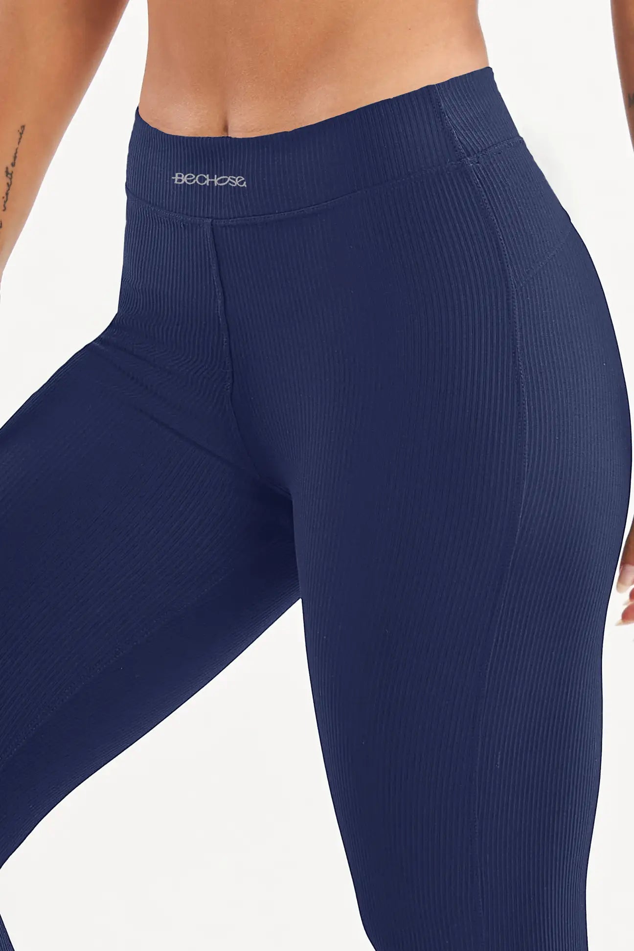 Legging Peônia Azul Marinho Canelado