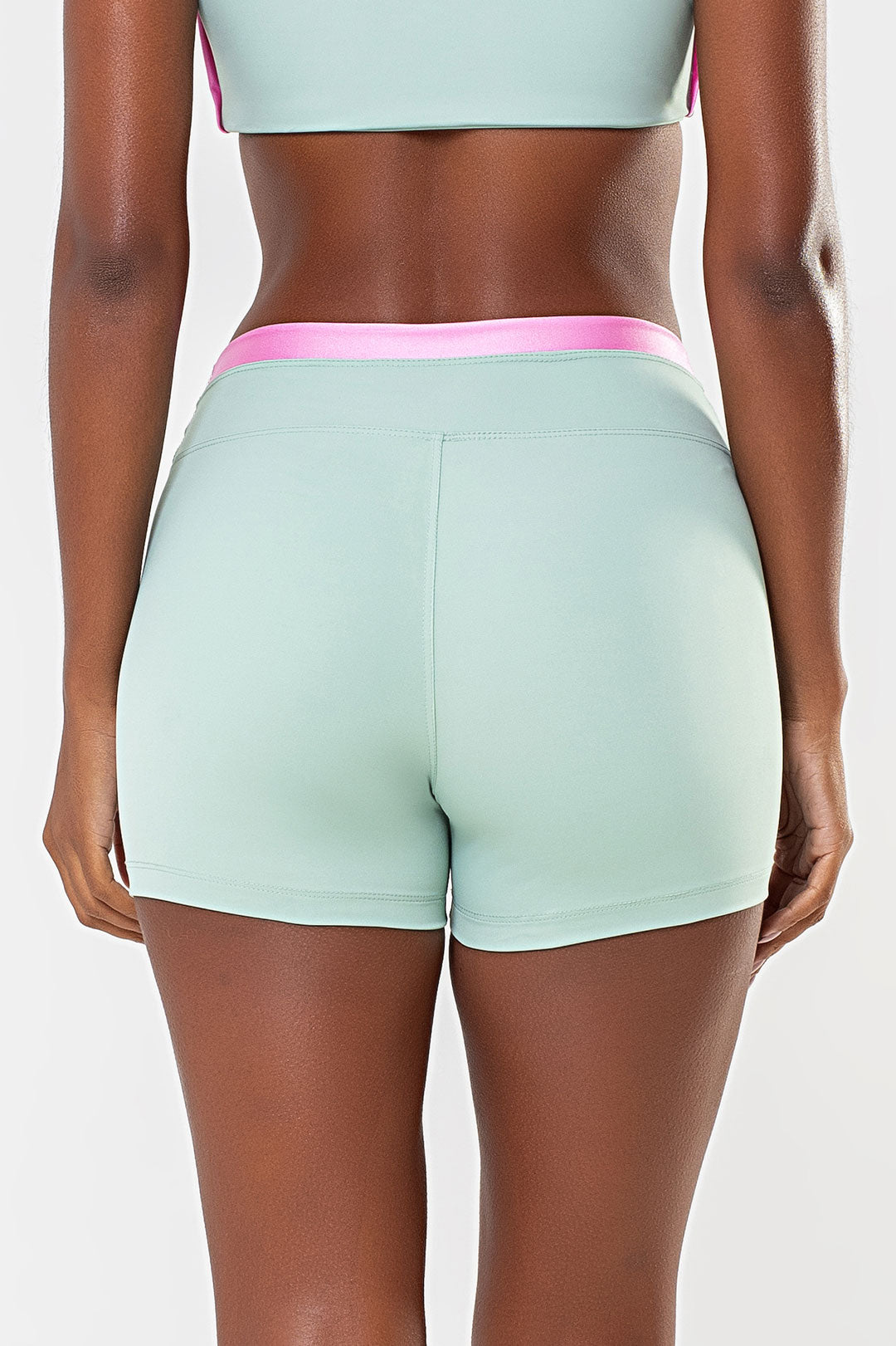 Shorts Amarílis Verde Jade / Rosa Sorvete Glow