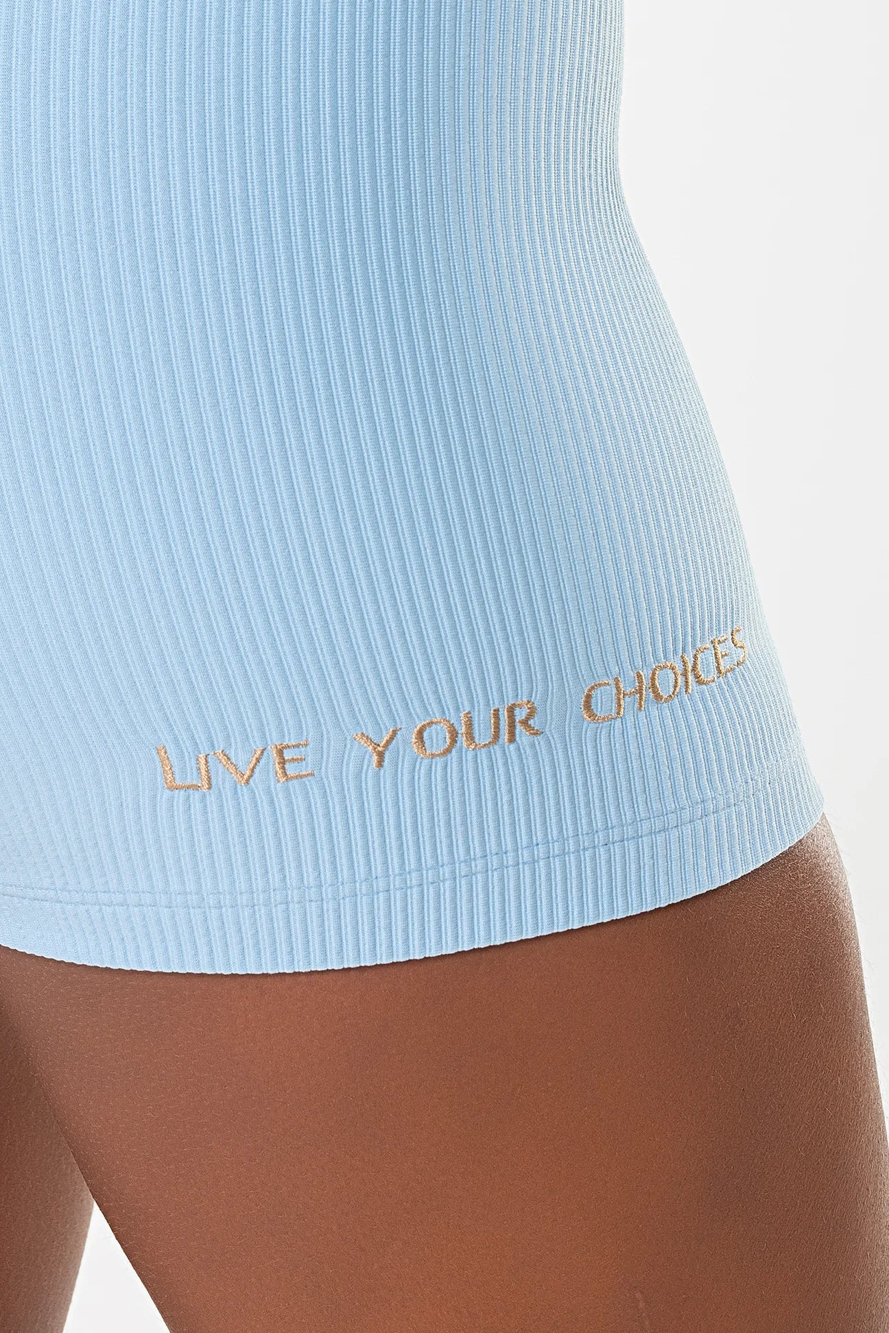 Macaquinho Peonia Azul Ice Canelado / Castanho