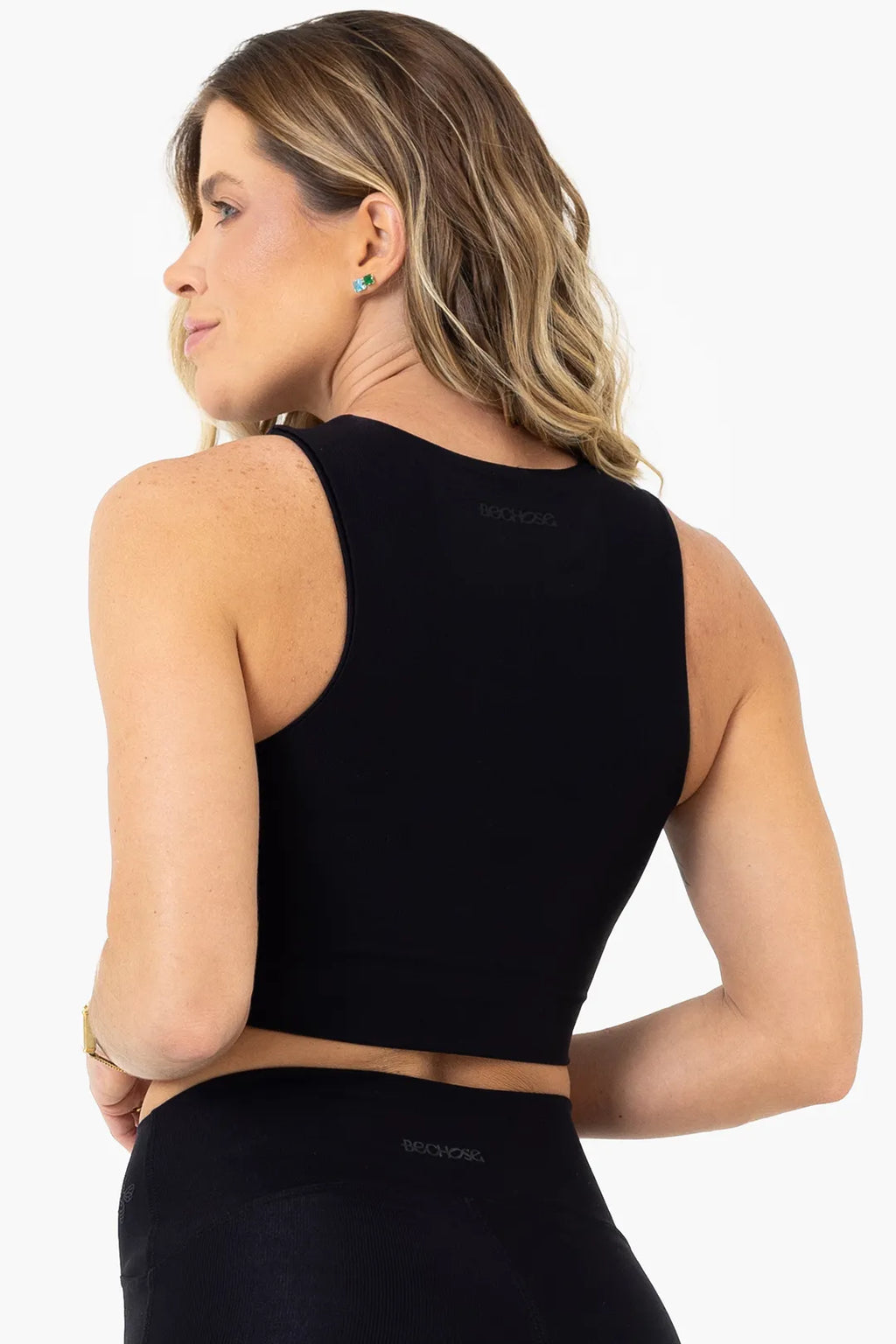Top Hortência Preto Glow