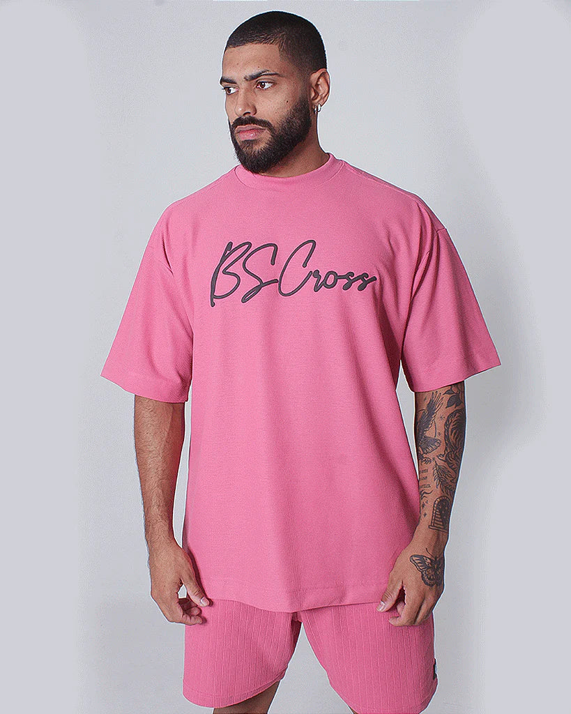 Camiseta Mas. Big Oversized BS Assinatura - Rosa Azaleia