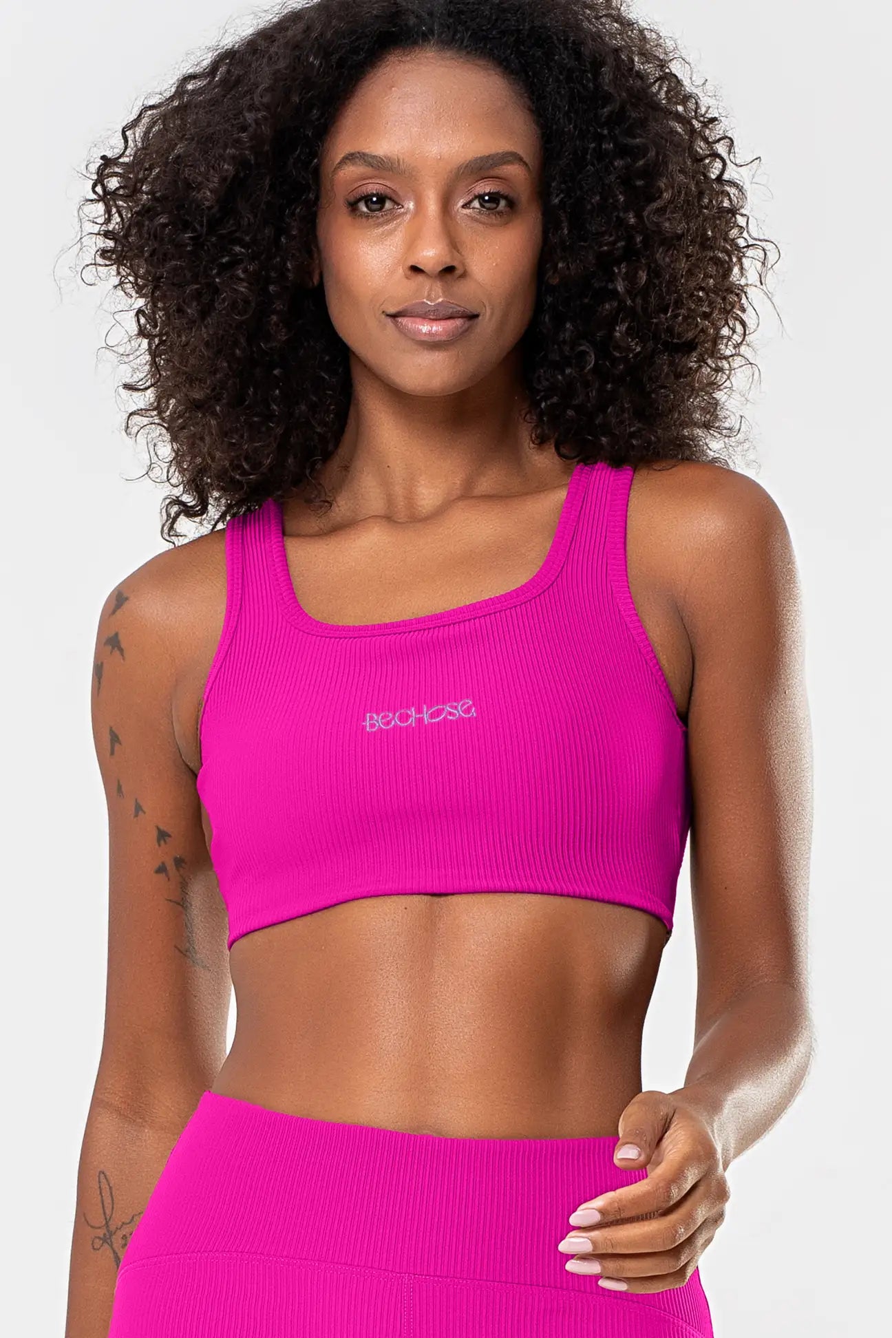 Top Cravo Rosa Pink Canelado