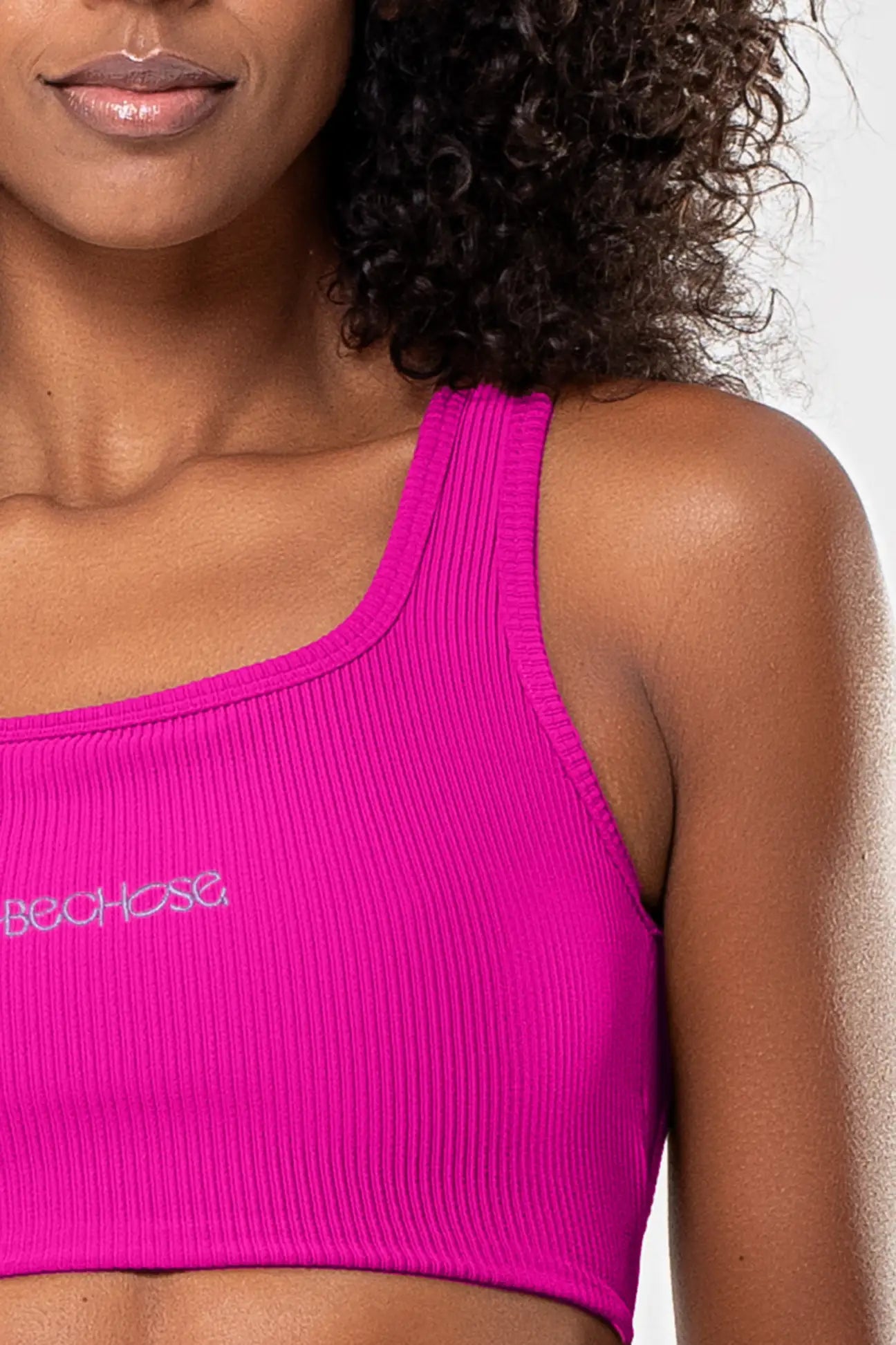 Top Cravo Rosa Pink Canelado