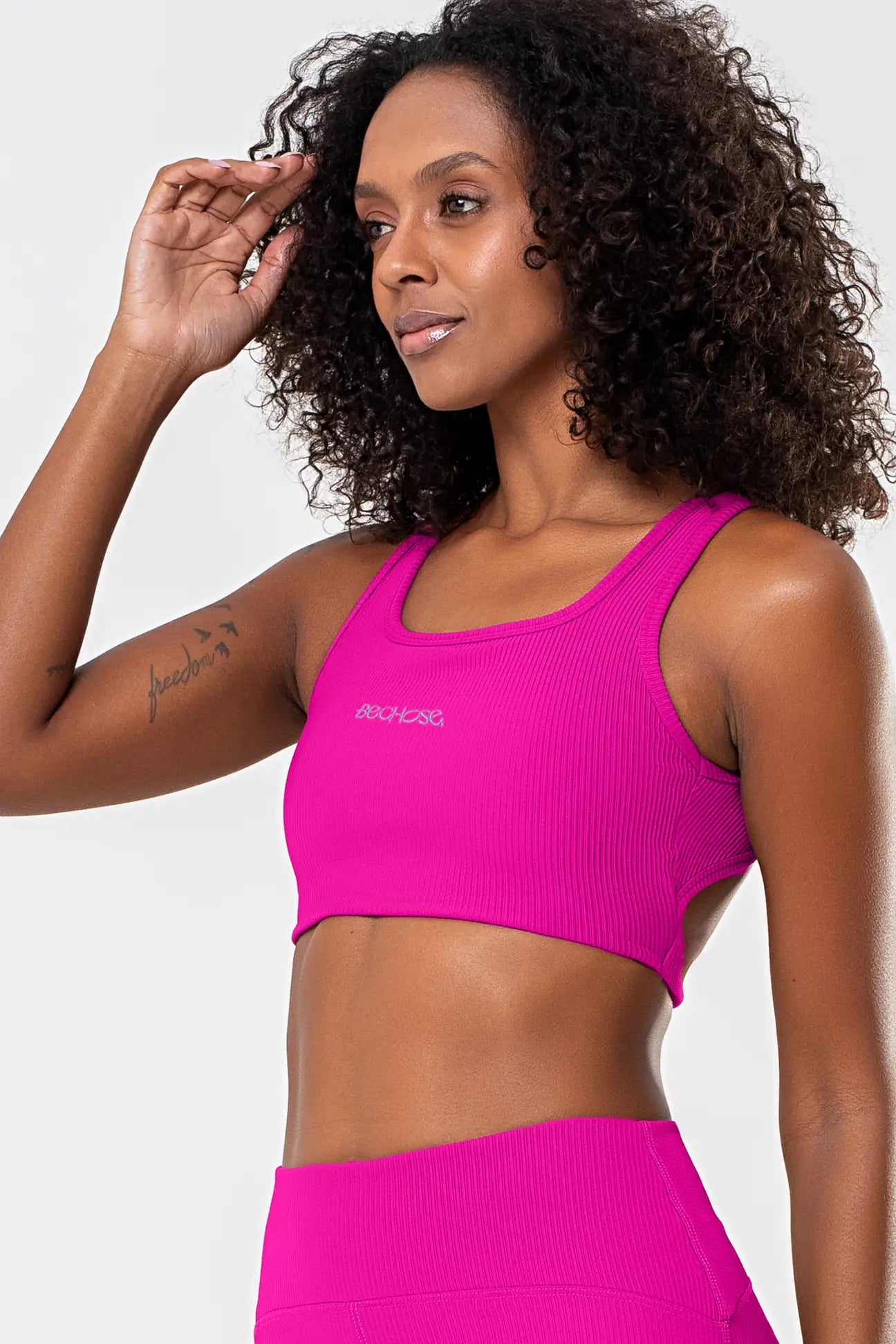 Top Cravo Rosa Pink Canelado